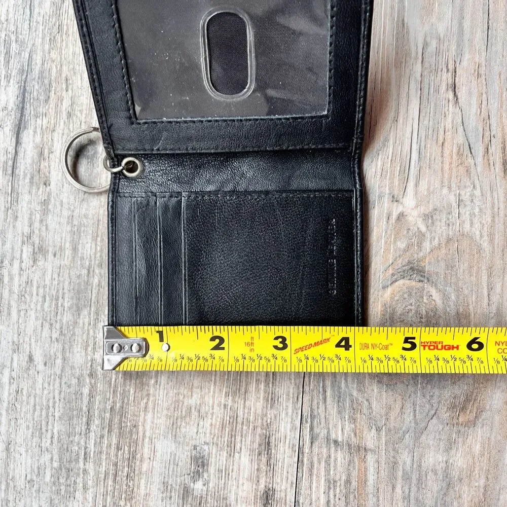 UW Madison Leather Wallet Black Embossed Badgers Keychain Wallet Minimalist